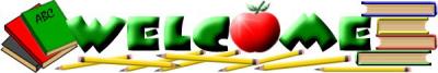 Welcome Banner with Books and Apple Image